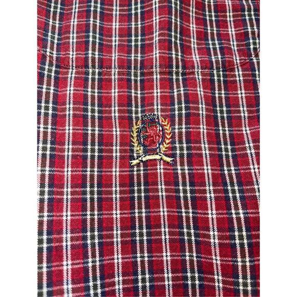 Vintage Tommy Hilfiger Shirt Mens L Red Plaid Long Sleeve Button Down Cotton A21 - Picture 2 of 6